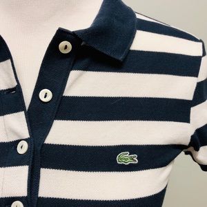 Lacoste Polo Shirt, Navy & White Stripe, Sz 34